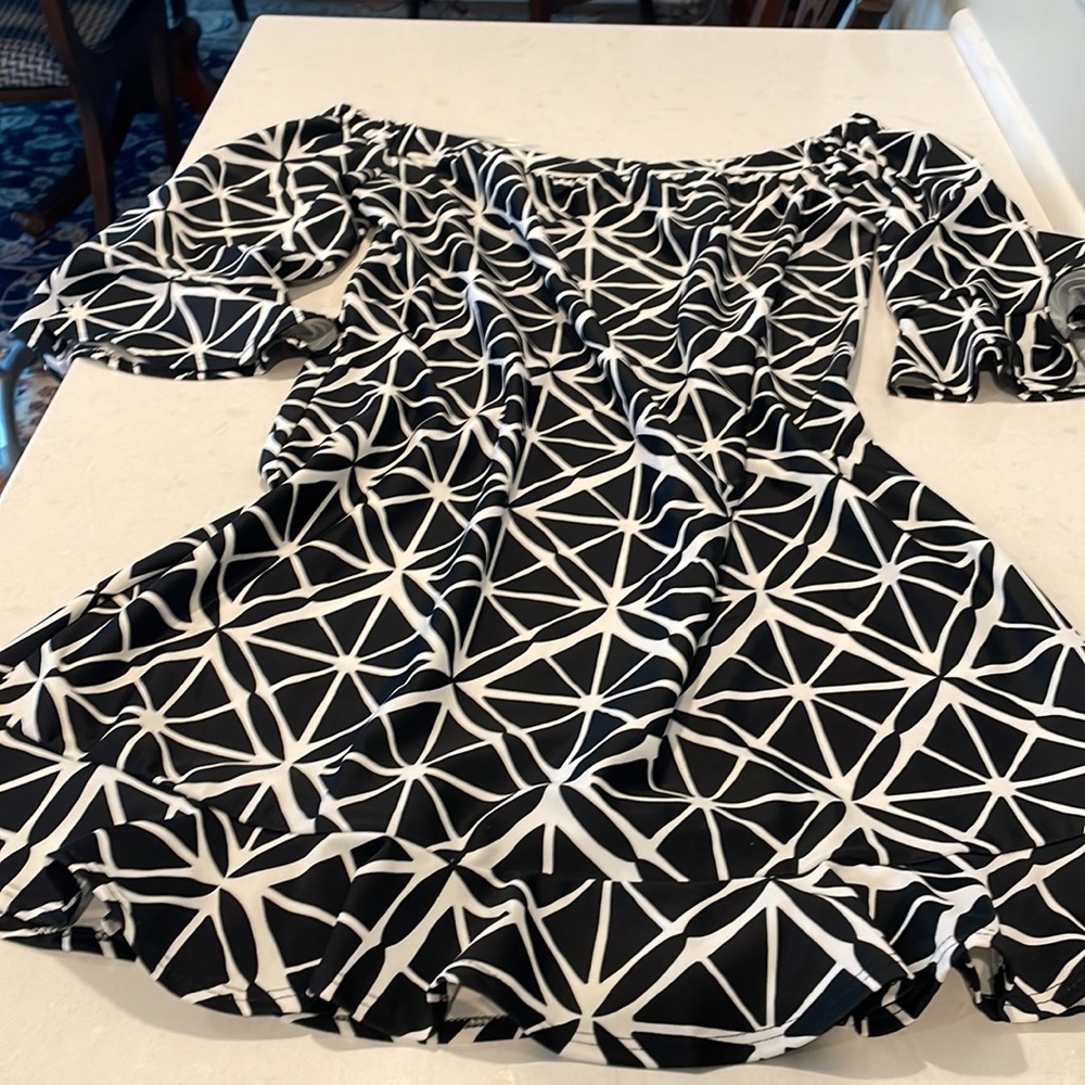 Jude Connolly off the shoulder black & white print dress